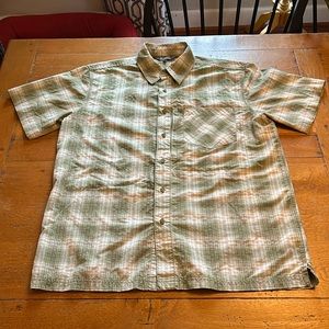 Royal Robbins green/white short sleeve button down shirt